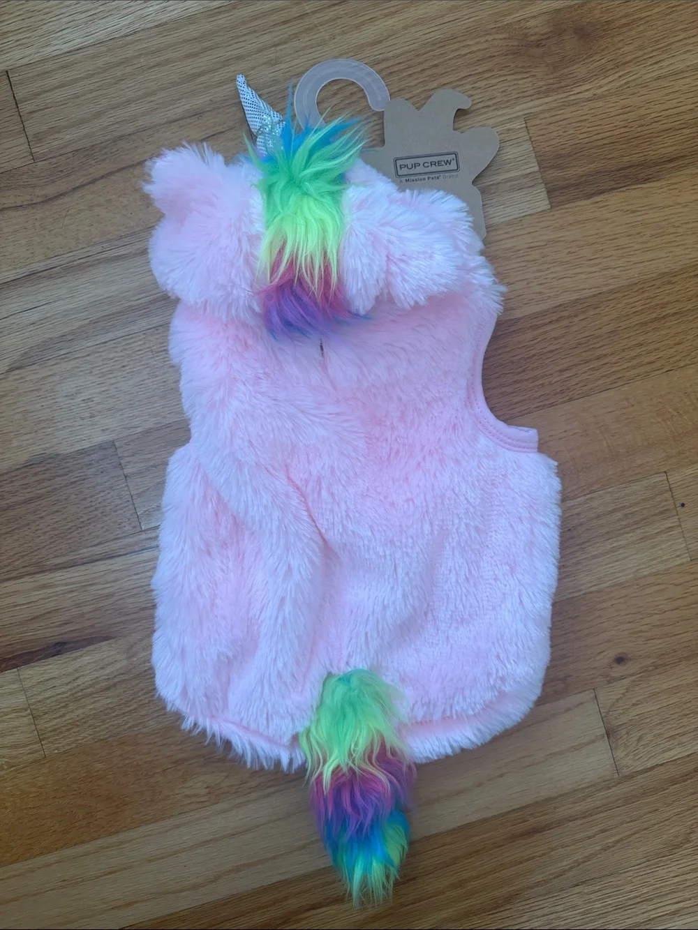 Pup Crew Pink Unicorn Plush Dog Vest with Rainbow Mane